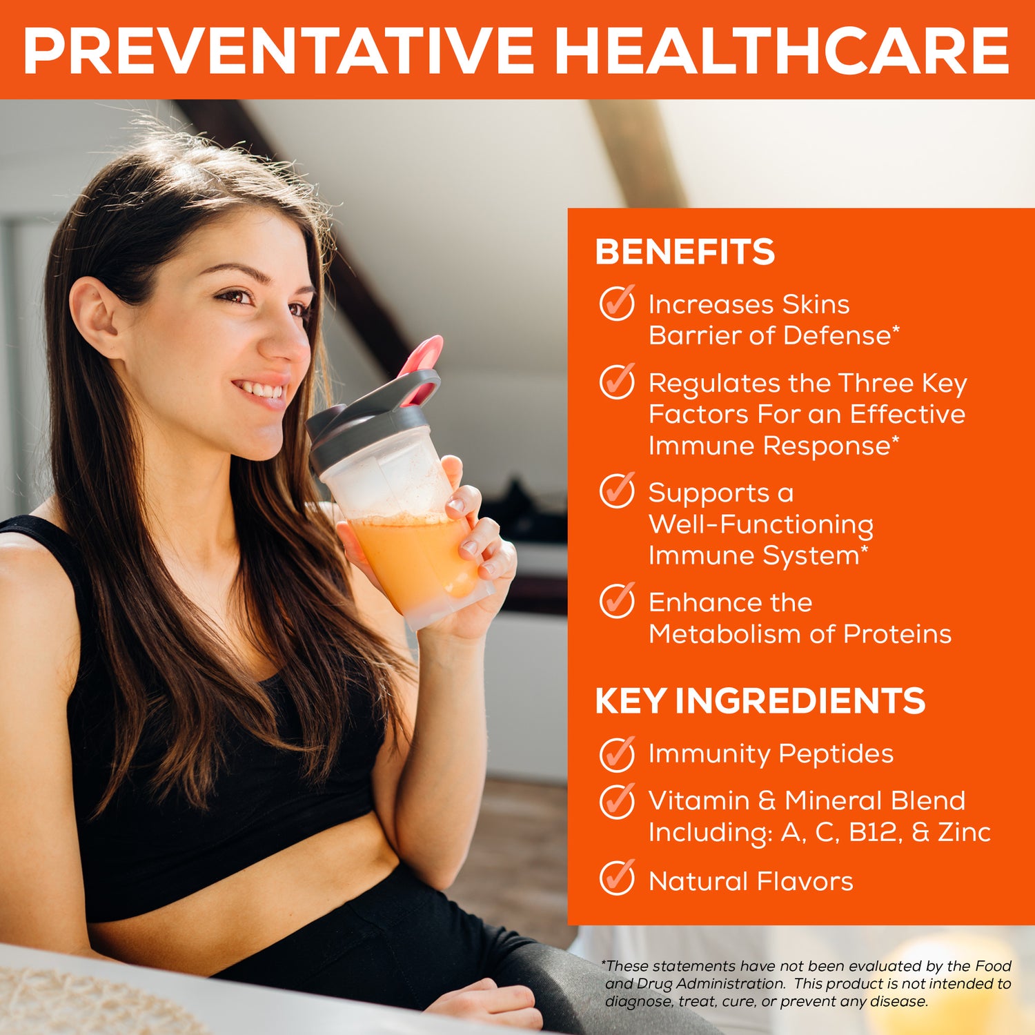 Bioactive Collagen Peptides for Immunity - 12 Oz. Orange Tangerine