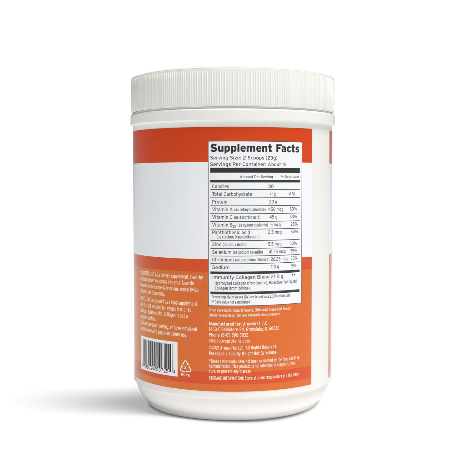 Bioactive Collagen Peptides for Immunity - 12 Oz. Orange Tangerine