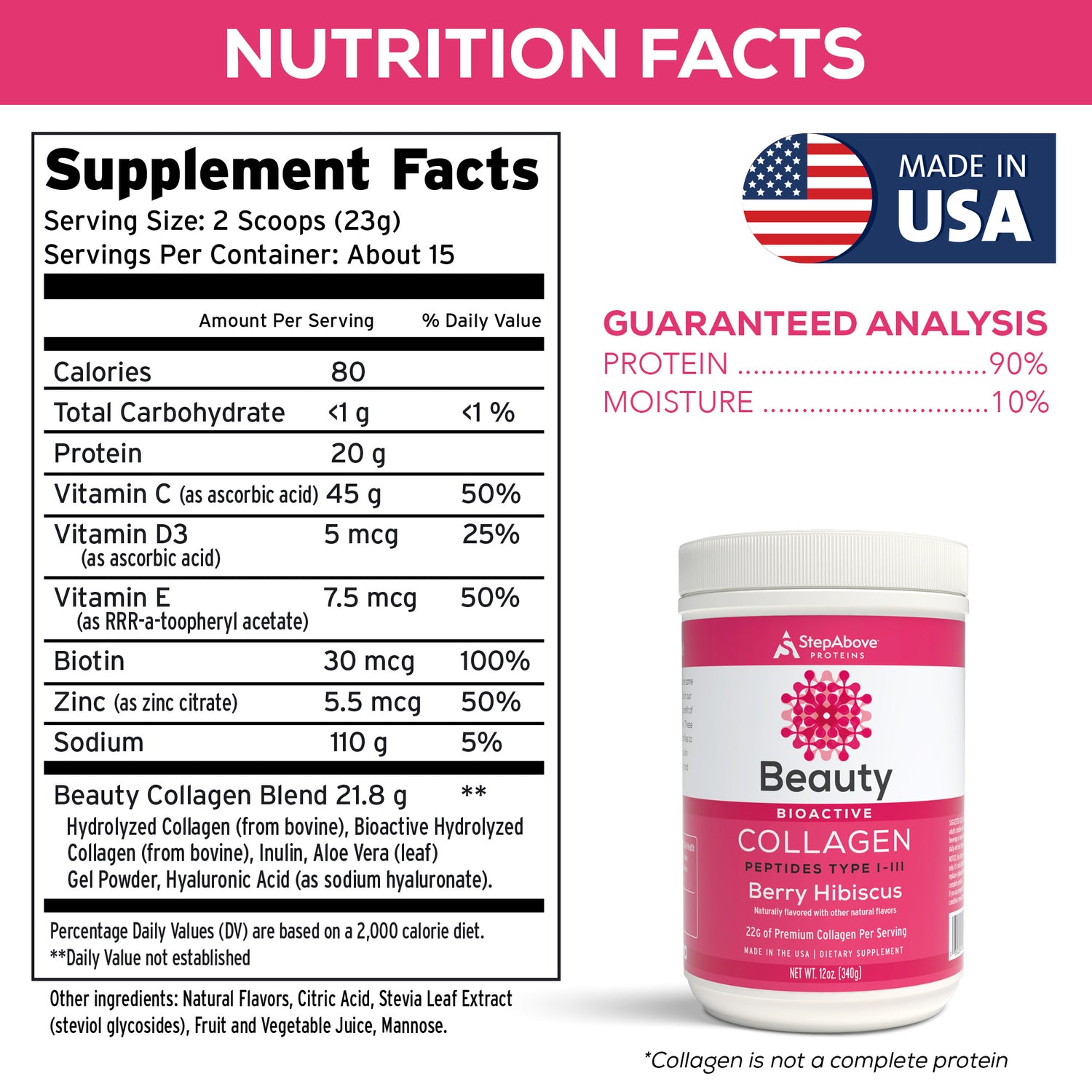 Bioactive Collagen Peptides for Beauty - 12 Oz. Berry Hibiscus